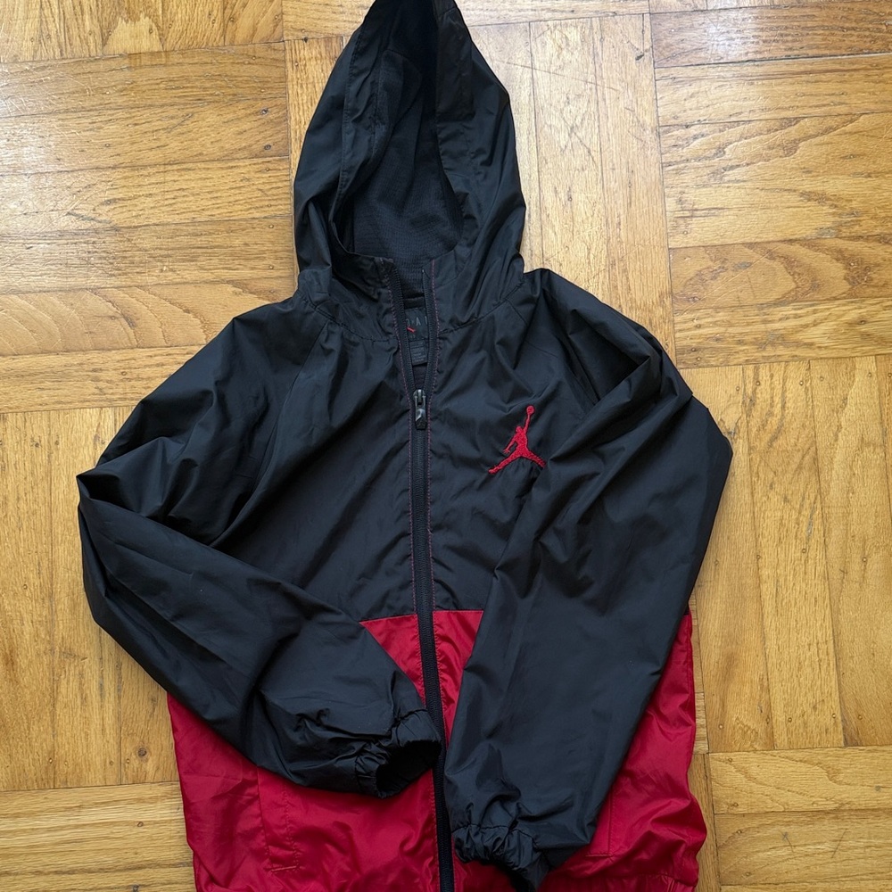 Jordan Black and Red Hooded Windbreaker Jacket